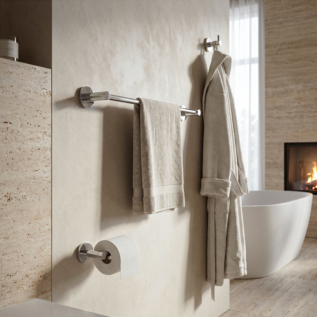 3-Piece Bathroom Hardware Set In Chrome Chrome Finish - KITCHEN & BATH by Joshua Marshal