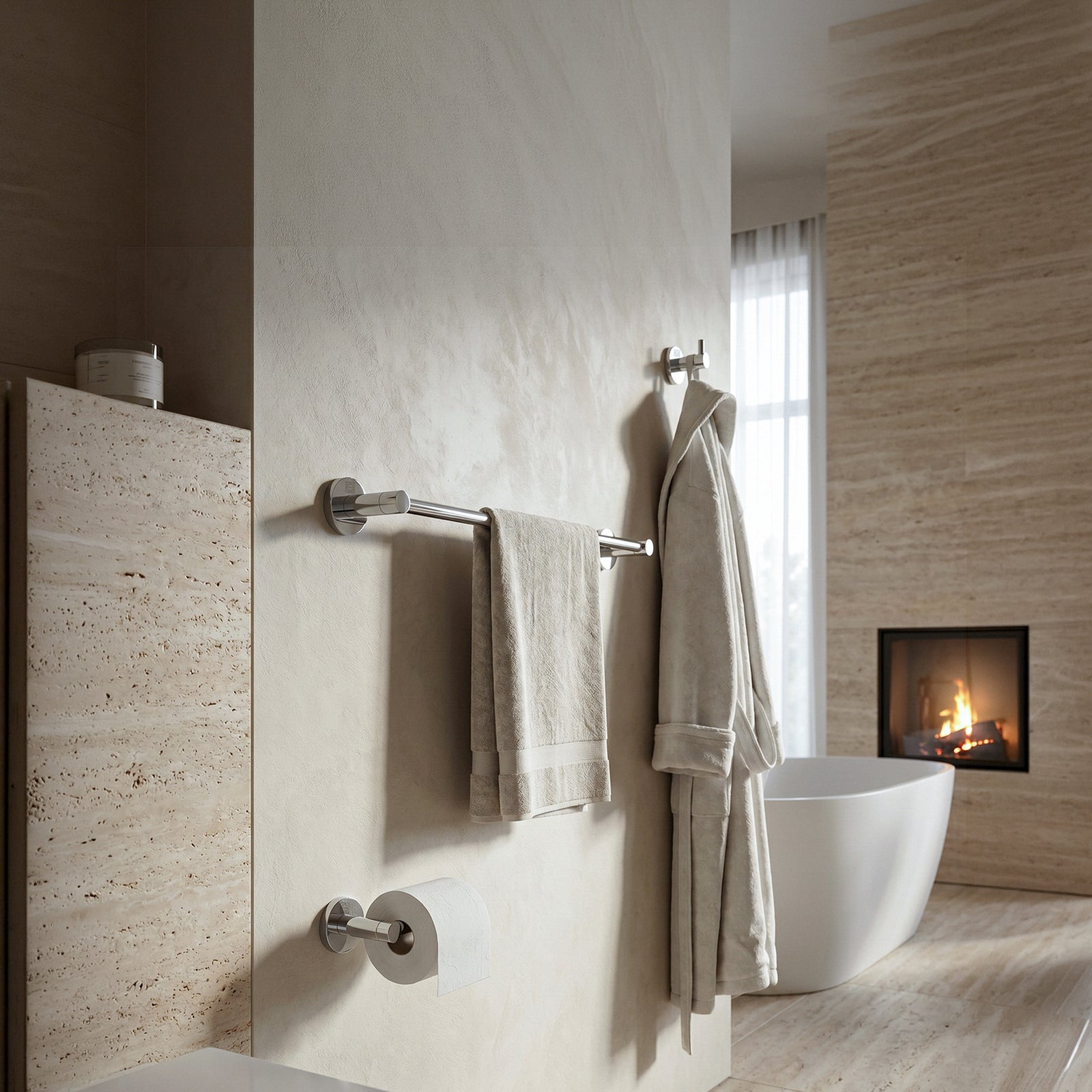 3-Piece Bathroom Hardware Set In Chrome - View 2 - Joshua Marshal