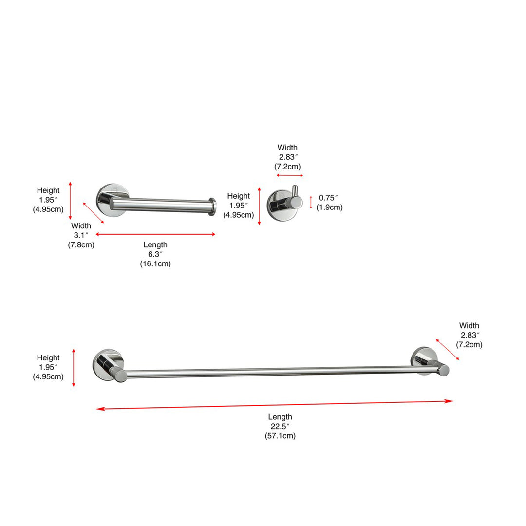 3-Piece Bathroom Hardware Set In Chrome - View 4 - Joshua Marshal