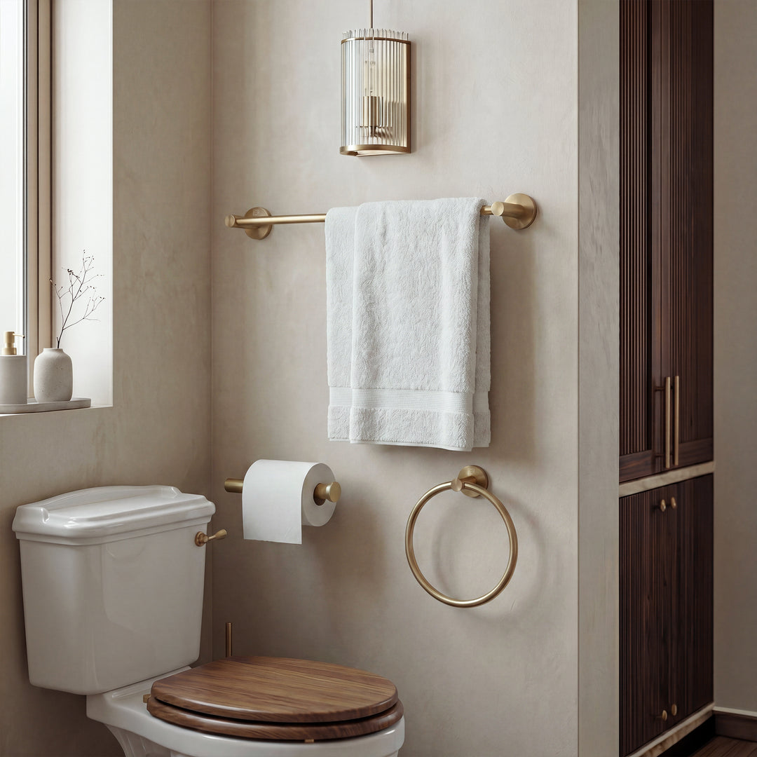 3-Piece Bathroom Hardware Set In Brushed Gold - View 2 - Joshua Marshal