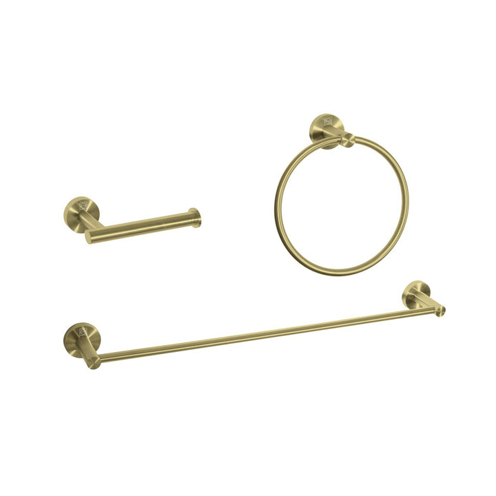 3-Piece Bathroom Hardware Set In Brushed Gold - View 3 - Joshua Marshal