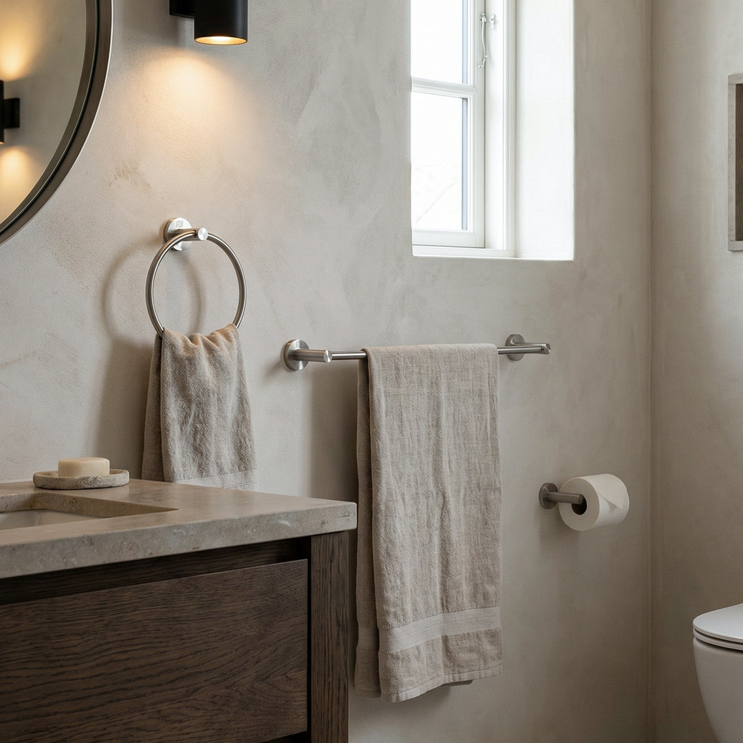 3-Piece Bathroom Hardware Set In Brushed Nickel Brushed Nickel Finish - KITCHEN & BATH by Joshua Marshal