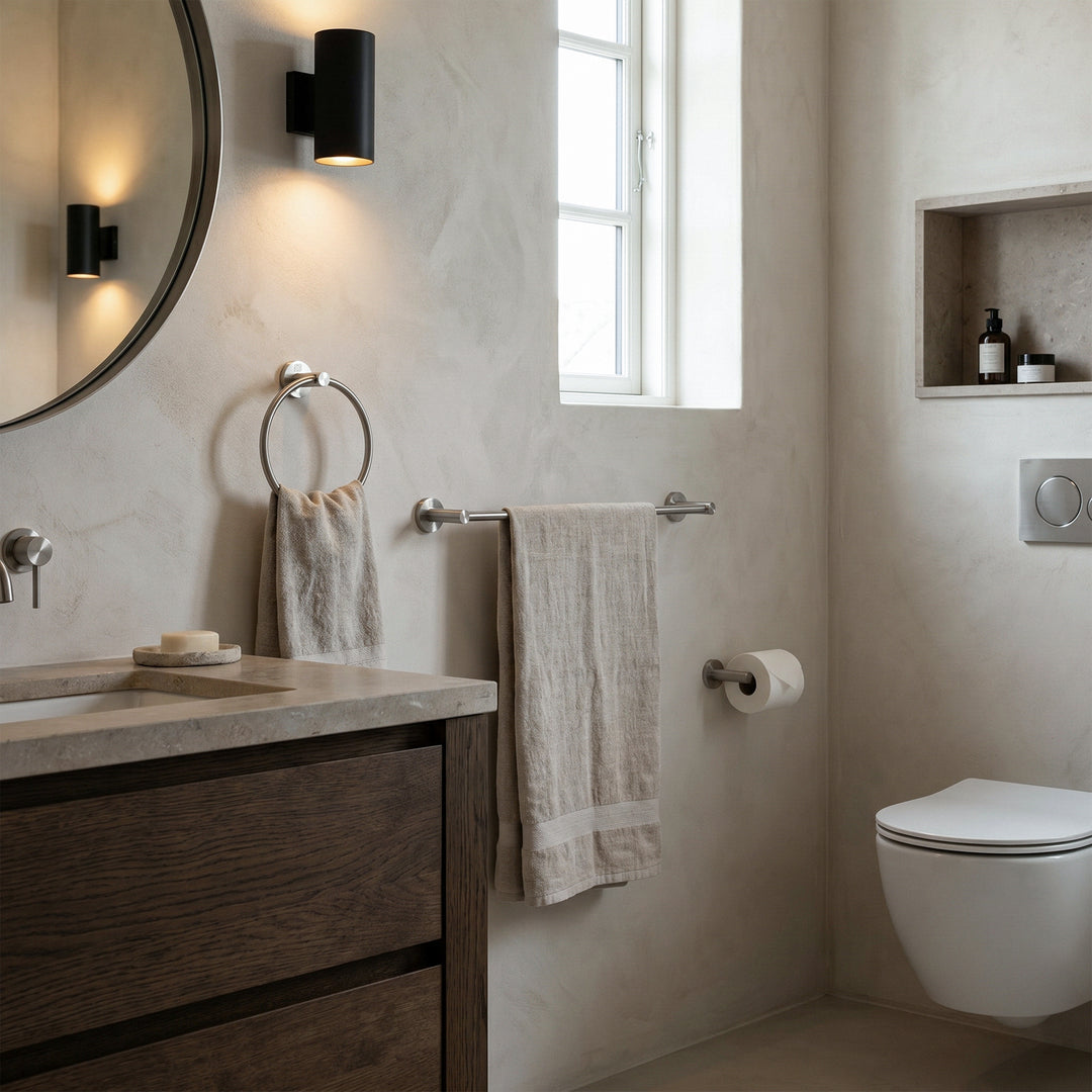 3-Piece Bathroom Hardware Set In Brushed Nickel - View 2 - Joshua Marshal