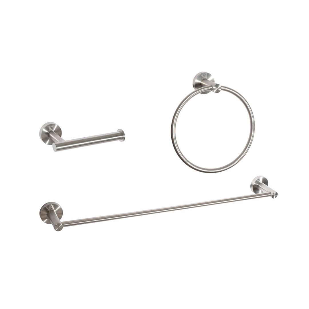 3-Piece Bathroom Hardware Set In Brushed Nickel - View 3 - Joshua Marshal