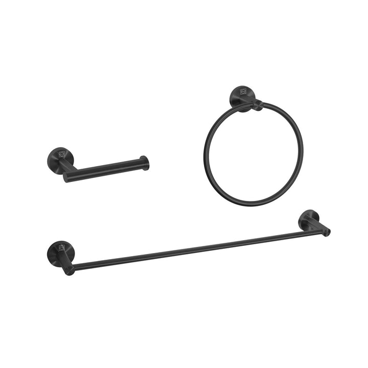 3-Piece Bathroom Hardware Set In Matte Black - View 3 - Joshua Marshal