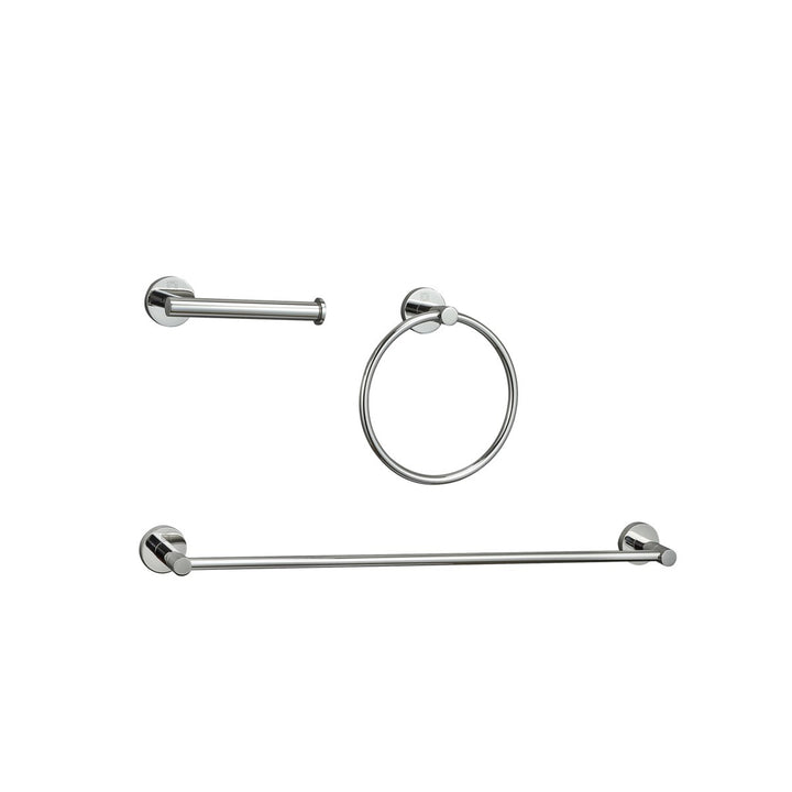 3-Piece Bathroom Hardware Set In Chrome - View 3 - Joshua Marshal