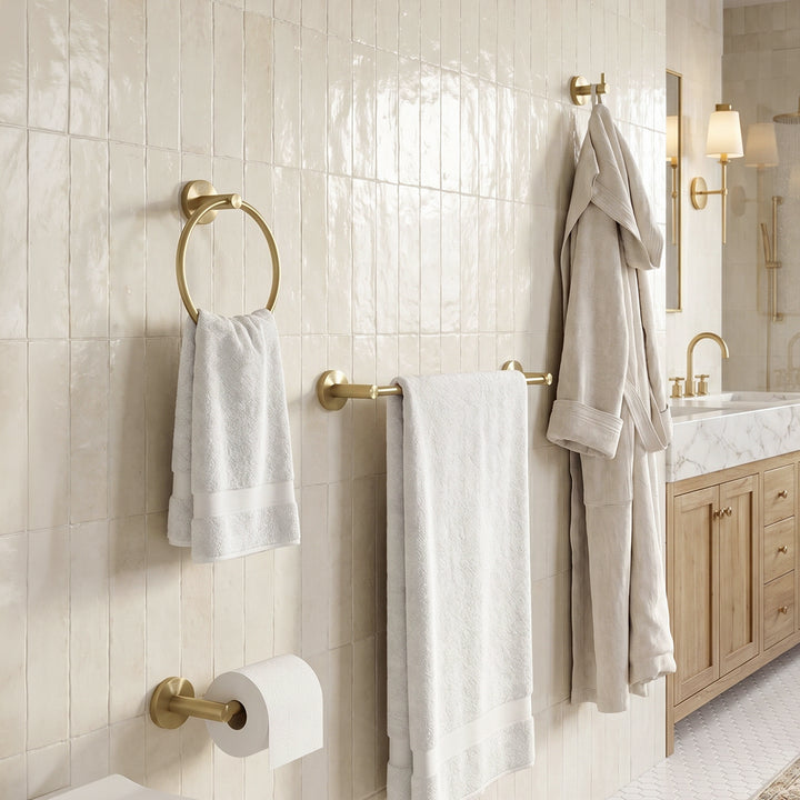 4-Piece Bathroom Hardware Set In Brushed Gold Brushed Gold Finish - KITCHEN & BATH by Joshua Marshal