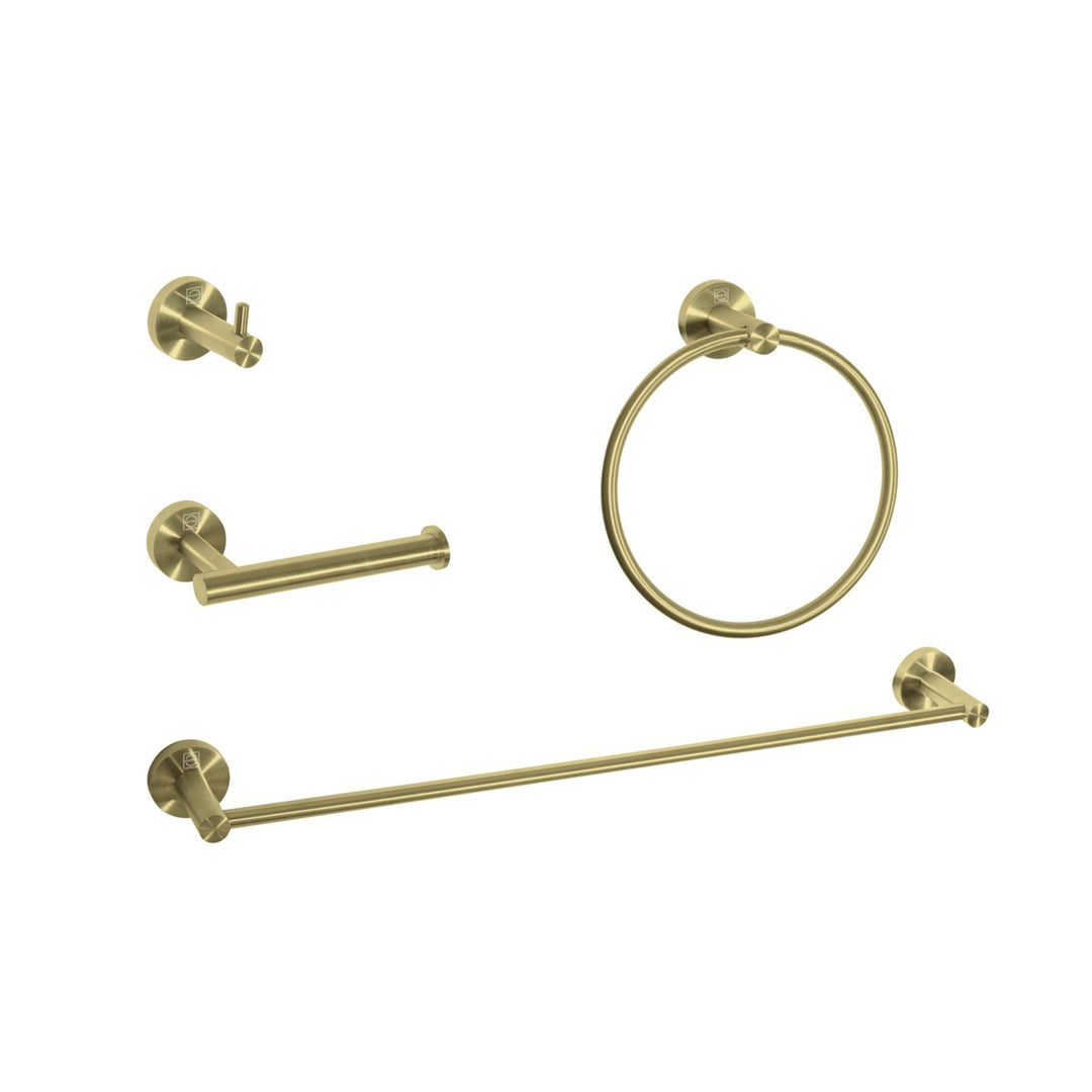 4-Piece Bathroom Hardware Set In Brushed Gold - View 3 - Joshua Marshal