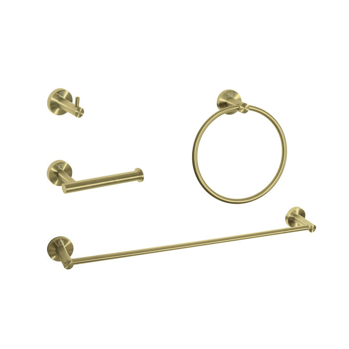 4-Piece Bathroom Hardware Set In Brushed Gold - View 3 - Joshua Marshal