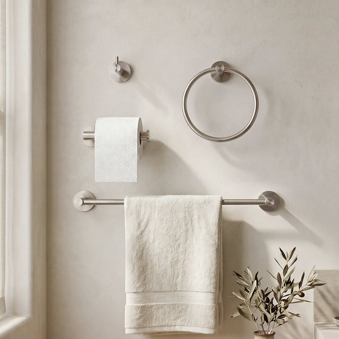 4-Piece Bathroom Hardware Set In Brushed Nickel Brushed Nickel Finish - KITCHEN & BATH by Joshua Marshal