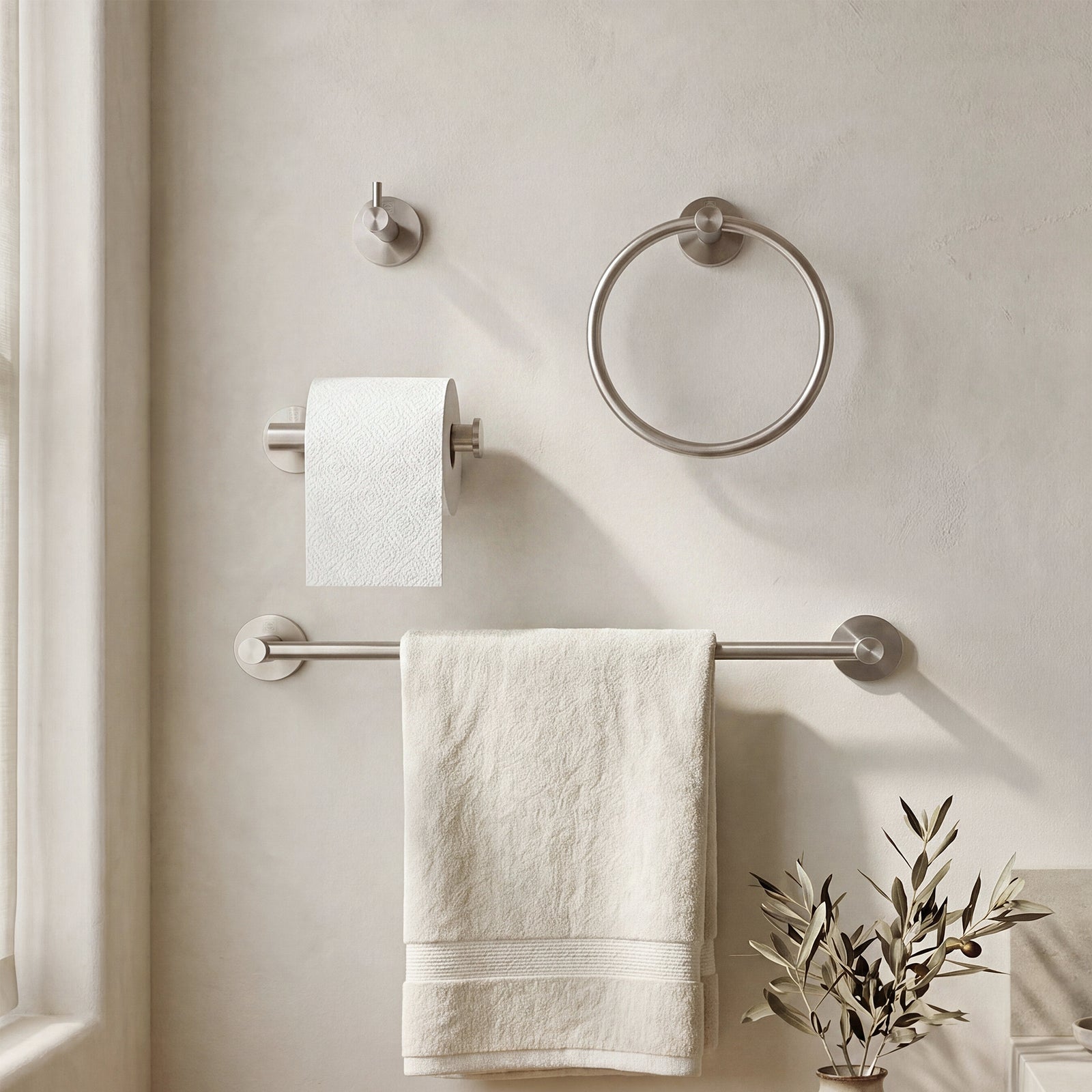 4-Piece Bathroom Hardware Set In Brushed Nickel Brushed Nickel Finish - KITCHEN & BATH by Joshua Marshal