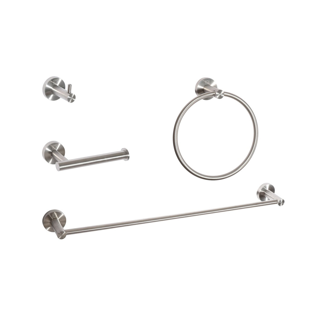 4-Piece Bathroom Hardware Set In Brushed Nickel - View 3 - Joshua Marshal