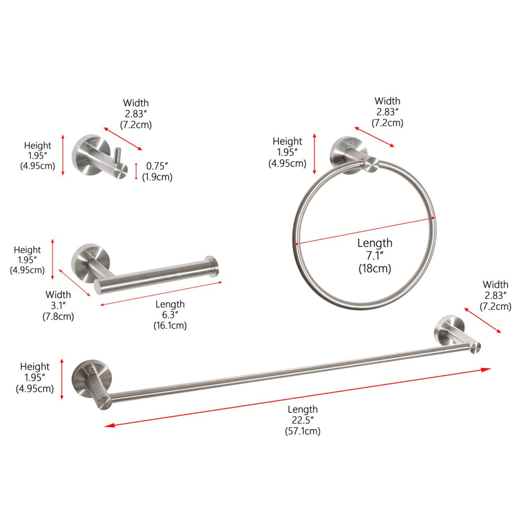 4-Piece Bathroom Hardware Set In Brushed Nickel - View 4 - Joshua Marshal