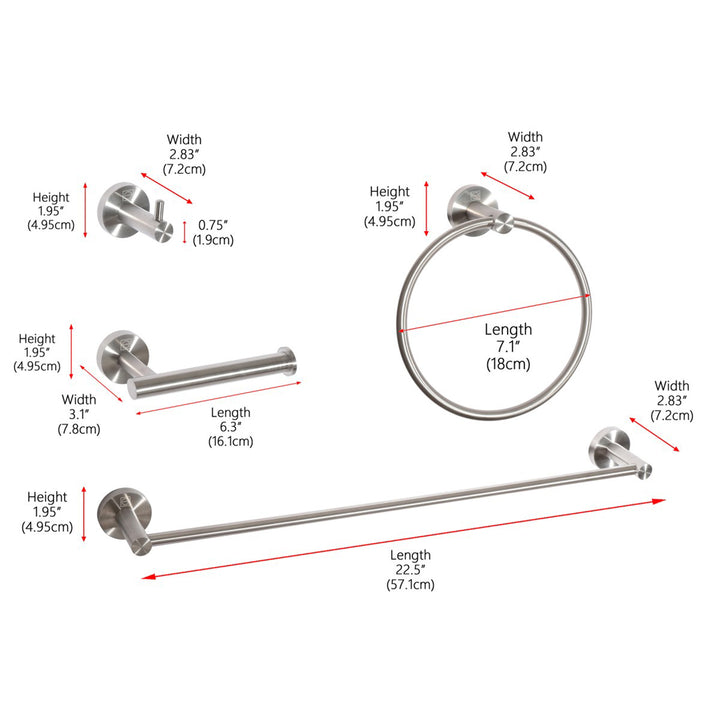 4-Piece Bathroom Hardware Set In Brushed Nickel - View 4 - Joshua Marshal