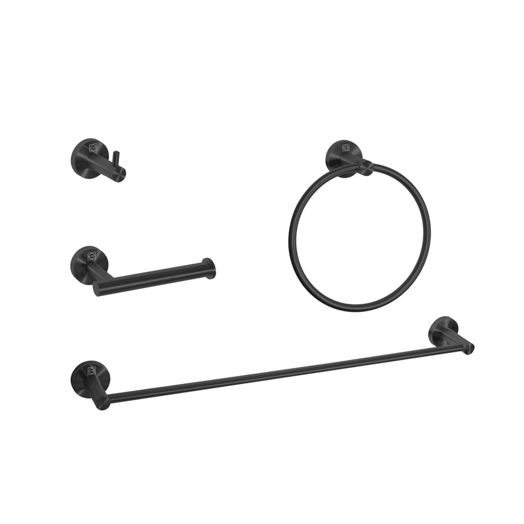 4-Piece Bathroom Hardware Set In Matte Black - View 3 - Joshua Marshal