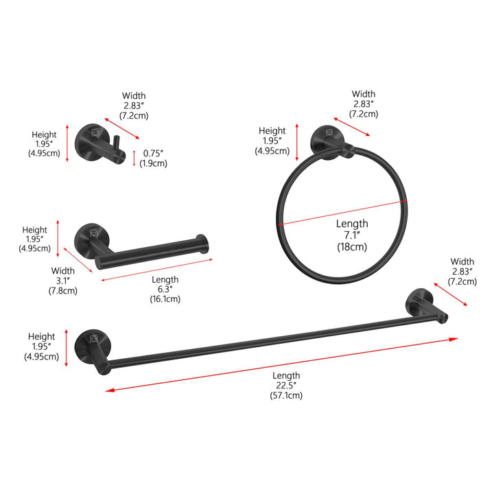 4-Piece Bathroom Hardware Set In Matte Black - View 4 - Joshua Marshal