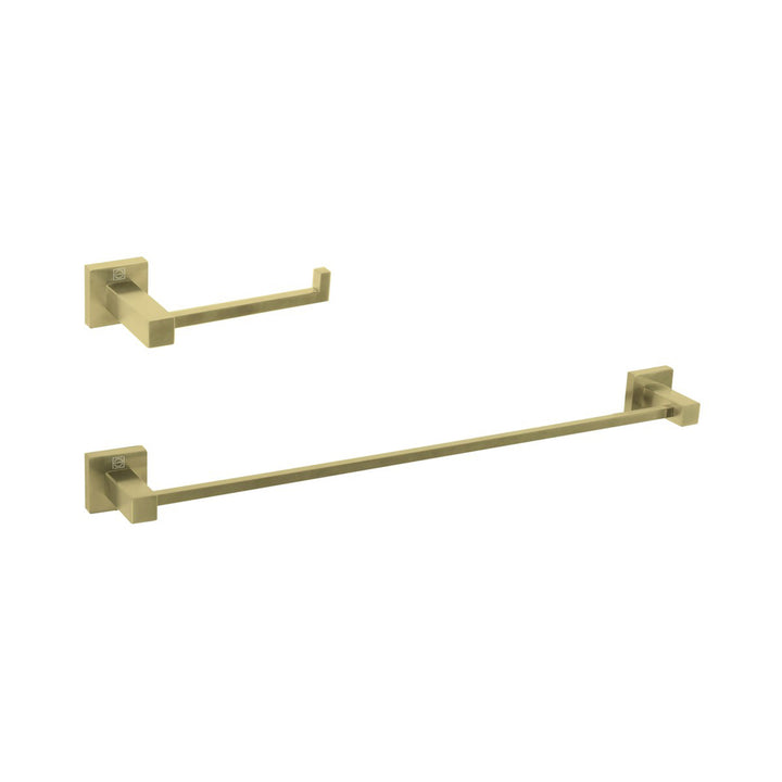 2-Piece Bathroom Hardware Set In Brushed Gold - View 2 - Joshua Marshal