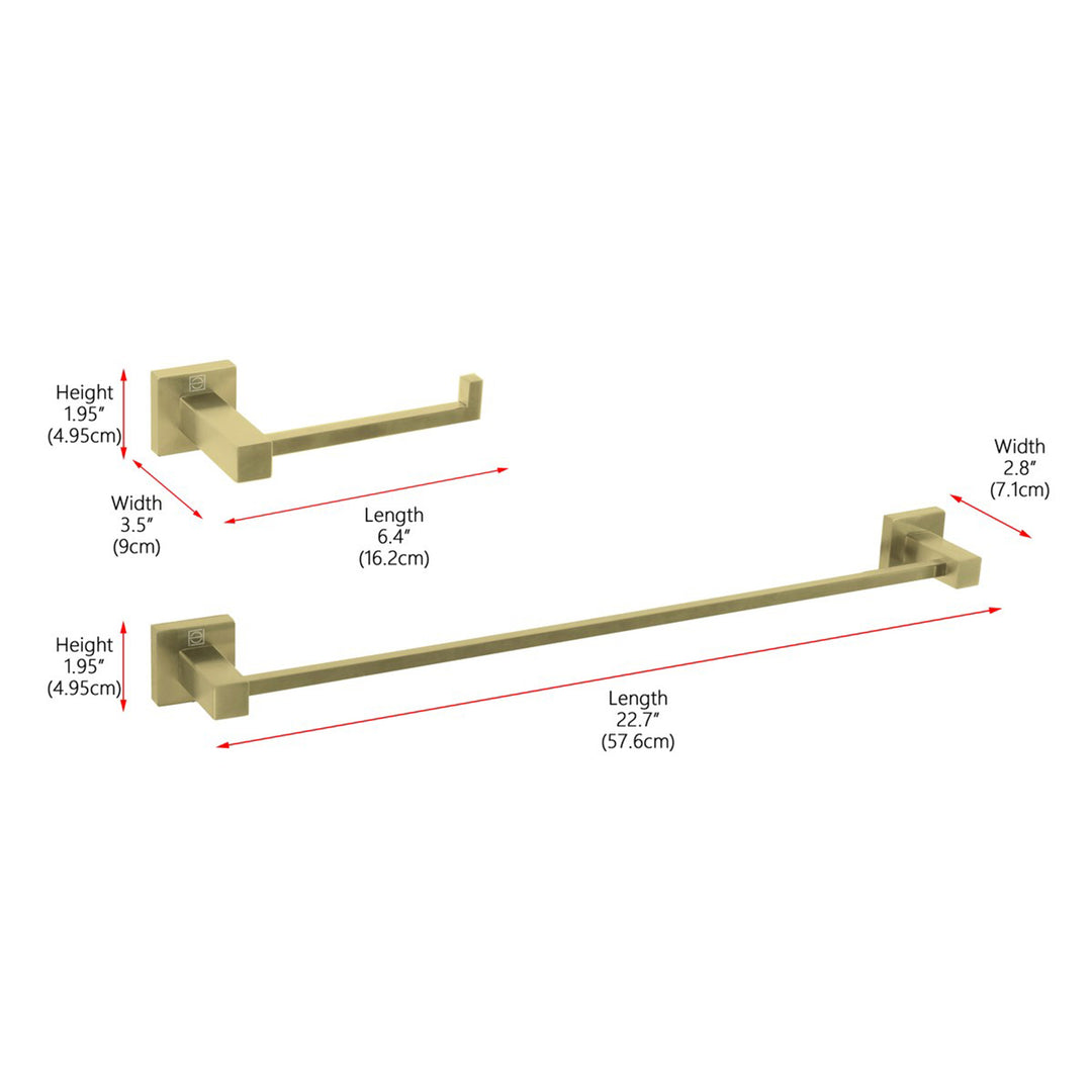 2-Piece Bathroom Hardware Set In Brushed Gold - View 5 - Joshua Marshal