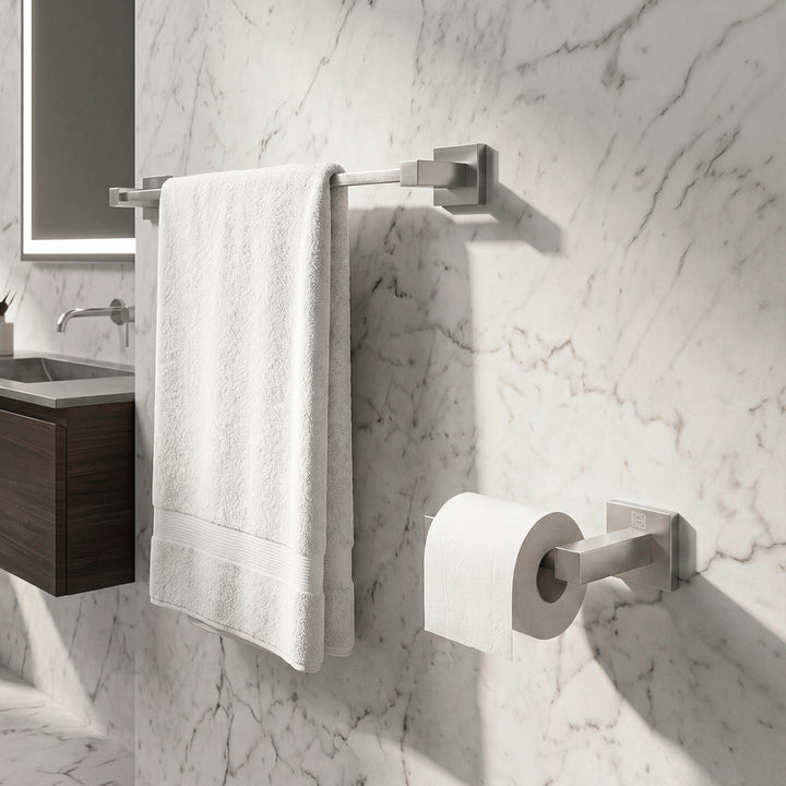 2-Piece Bathroom Hardware Set In Brushed Nickel - View 2 - Joshua Marshal