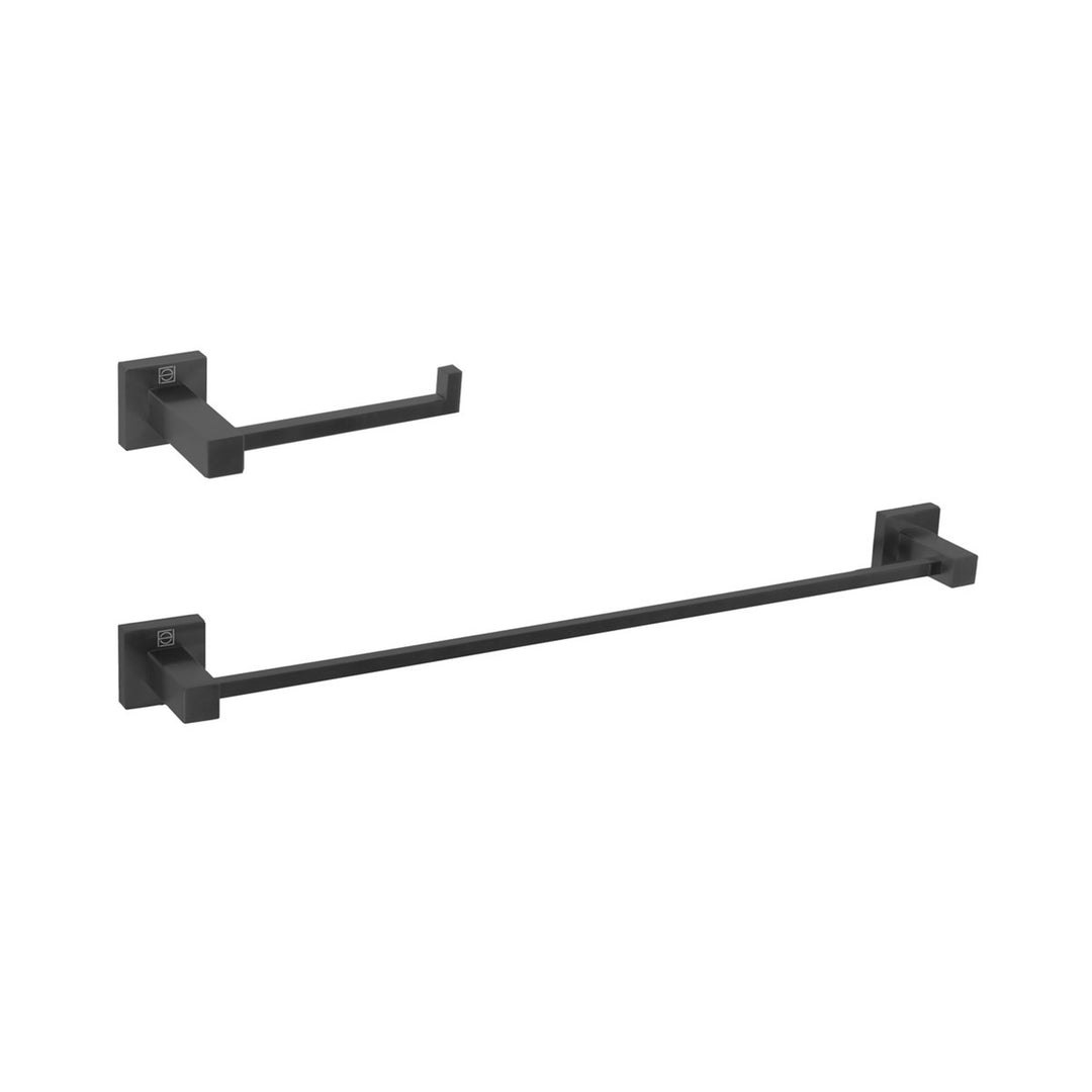 2-Piece Bathroom Hardware Set In Matte Black - View 2 - Joshua Marshal