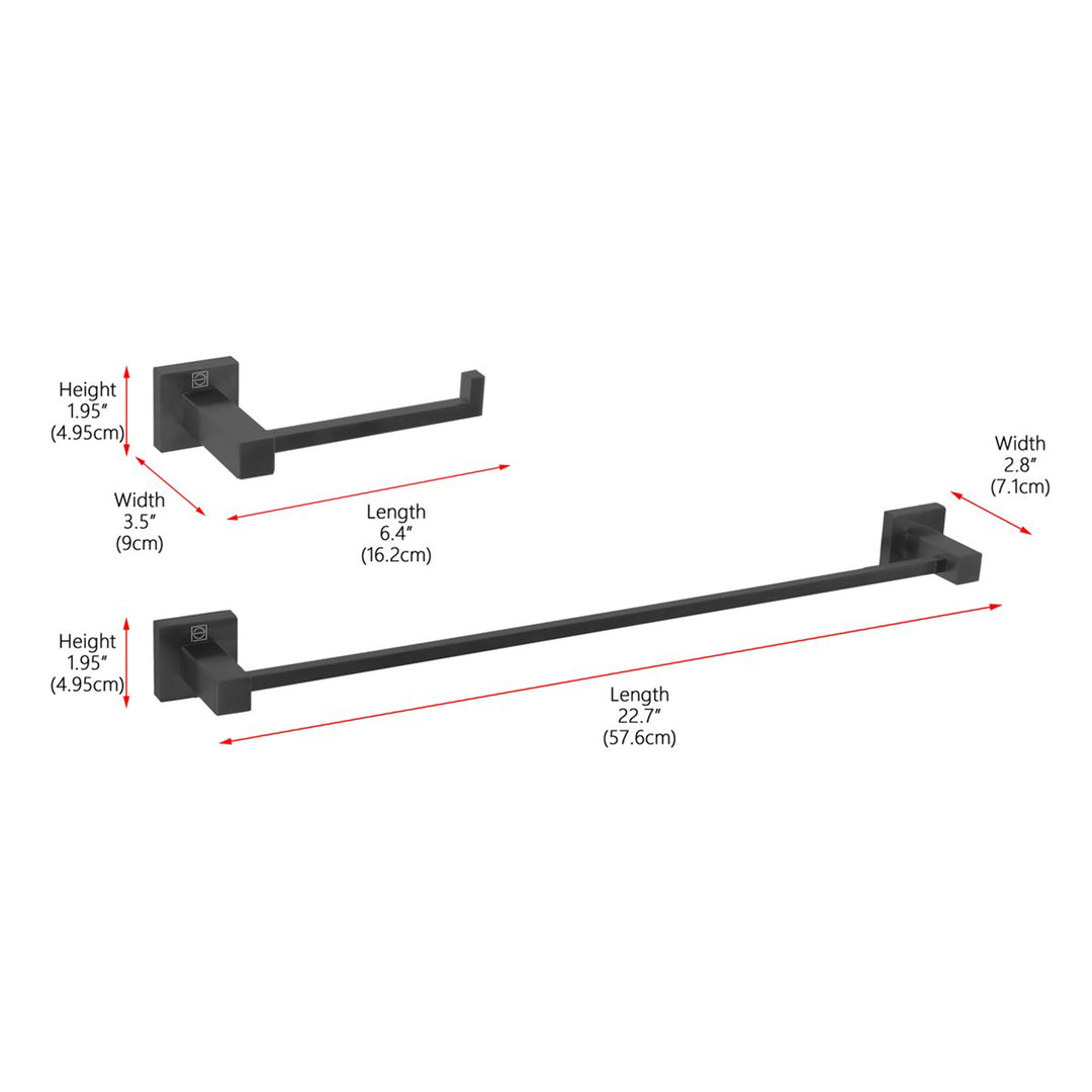 2-Piece Bathroom Hardware Set In Matte Black - View 3 - Joshua Marshal