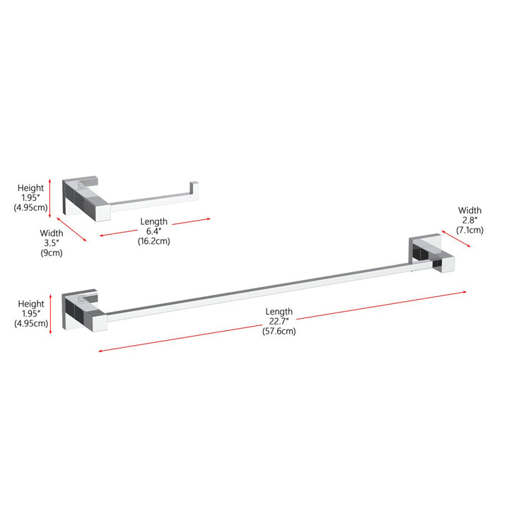 2-Piece Bathroom Hardware Set In Chrome - View 3 - Joshua Marshal