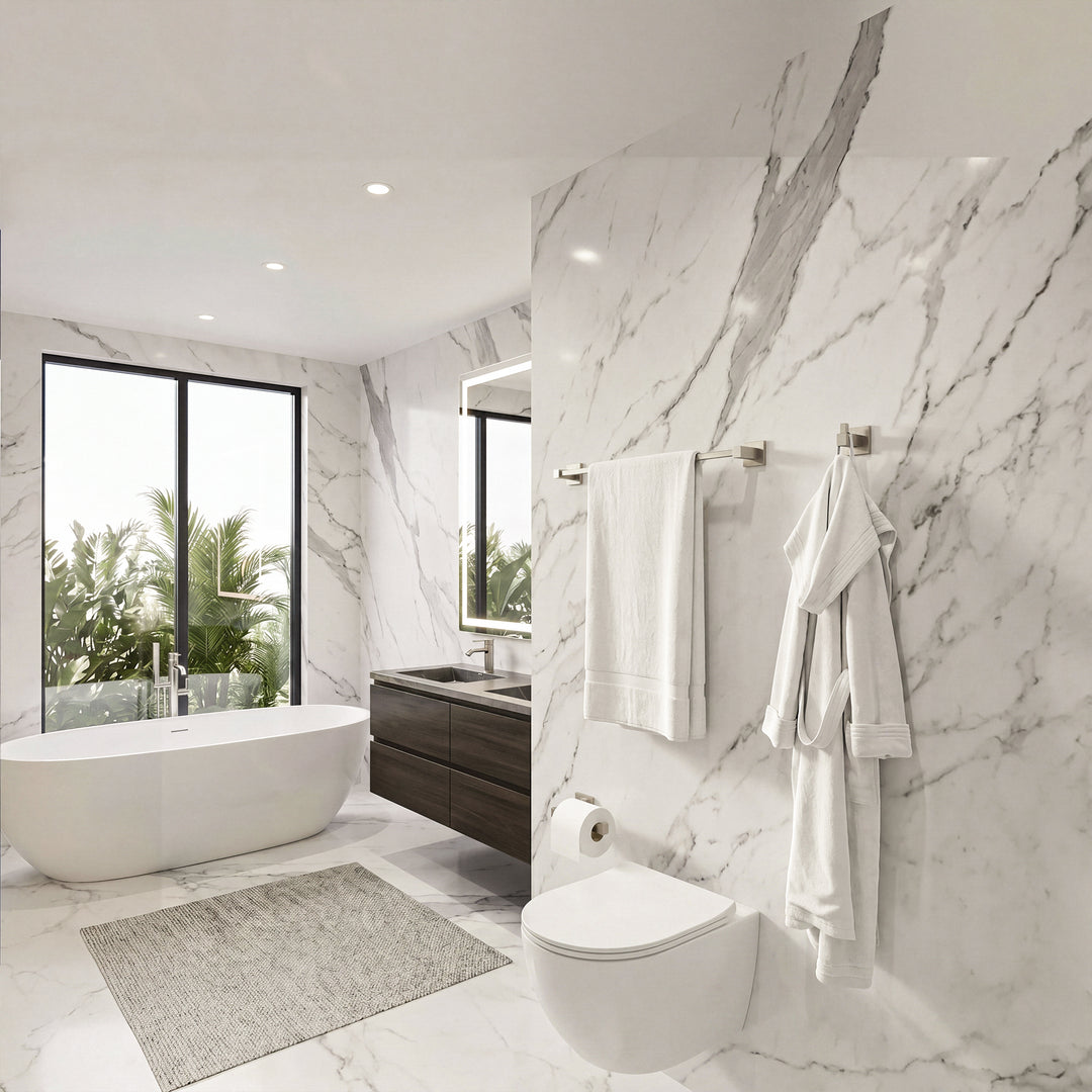 3-Piece Bathroom Hardware Set In Brushed Nickel - View 2 - Joshua Marshal
