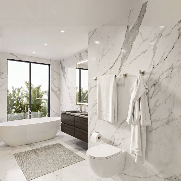 3-Piece Bathroom Hardware Set In Brushed Nickel - View 2 - Joshua Marshal