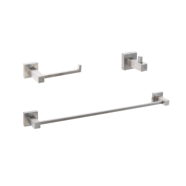 3-Piece Bathroom Hardware Set In Brushed Nickel - View 3 - Joshua Marshal