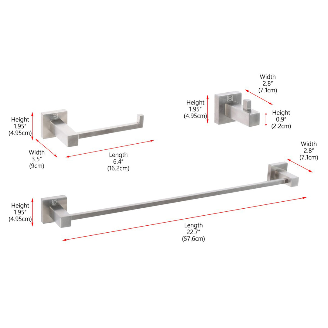 3-Piece Bathroom Hardware Set In Brushed Nickel - View 4 - Joshua Marshal