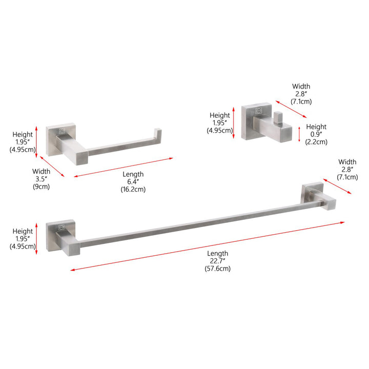 3-Piece Bathroom Hardware Set In Brushed Nickel - View 4 - Joshua Marshal