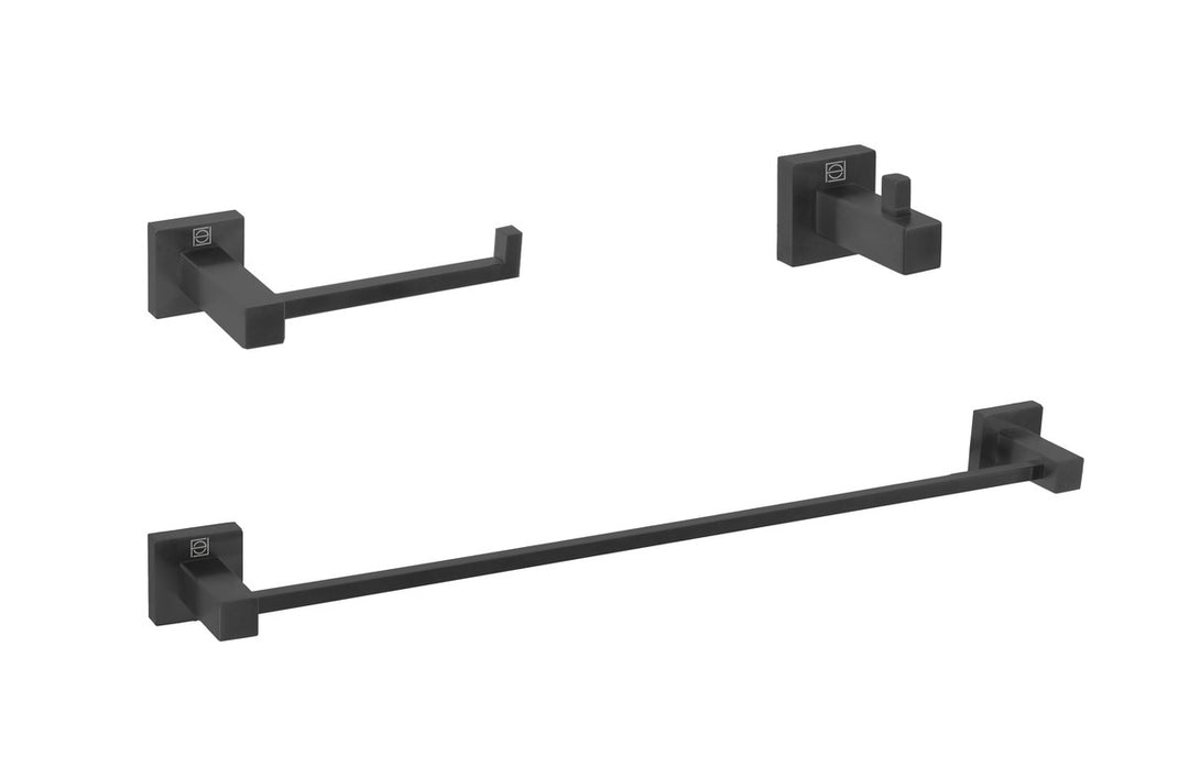 3-Piece Bathroom Hardware Set In Matte Black JM-856461
