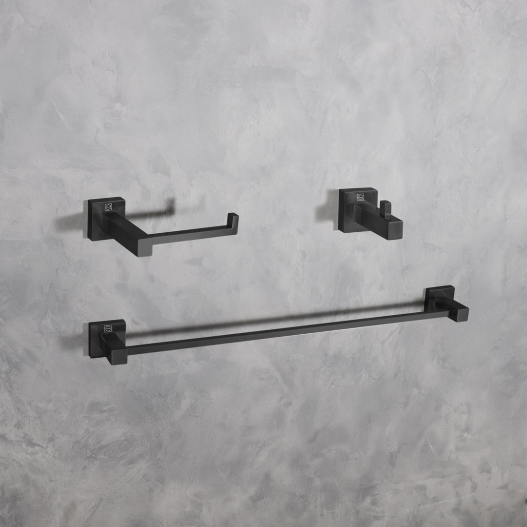 3-Piece Bathroom Hardware Set In Matte Black JM-856461