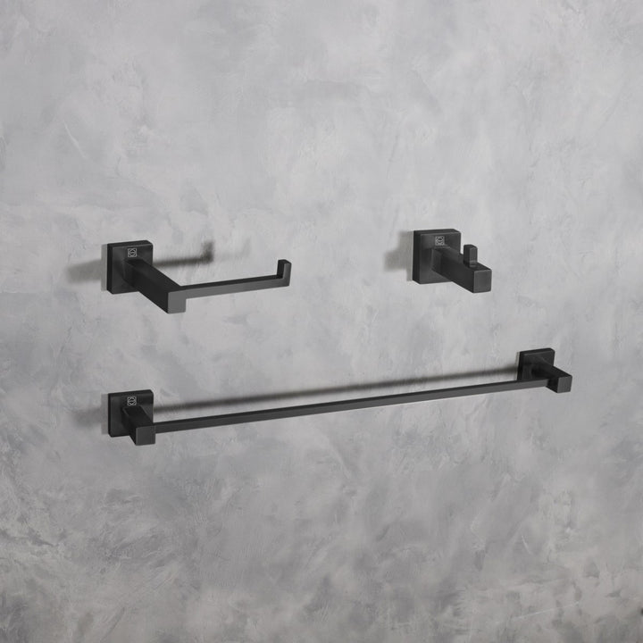 3-Piece Bathroom Hardware Set In Matte Black JM-856461