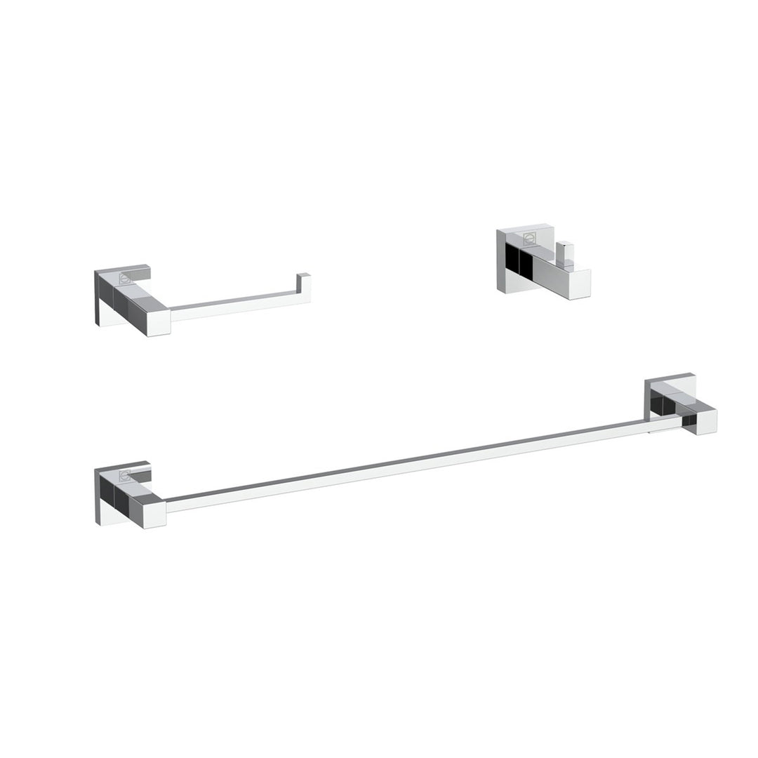 3-Piece Bathroom Hardware Set In Chrome - View 3 - Joshua Marshal