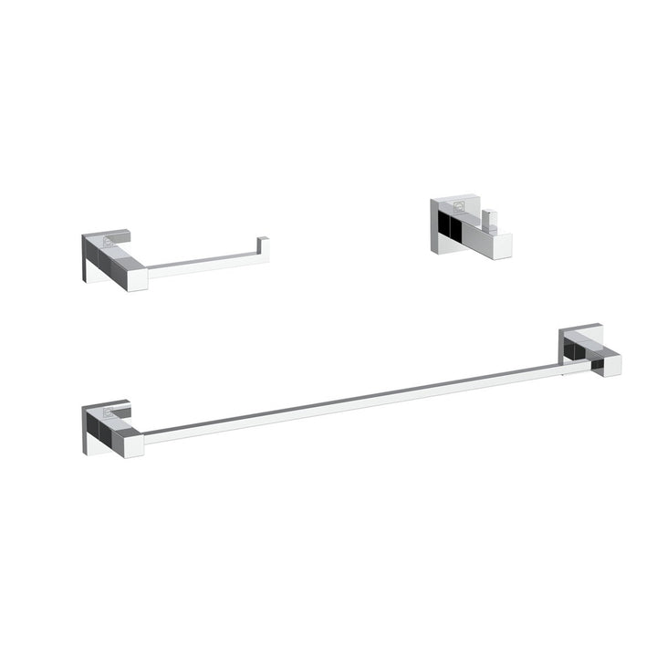 3-Piece Bathroom Hardware Set In Chrome - View 3 - Joshua Marshal
