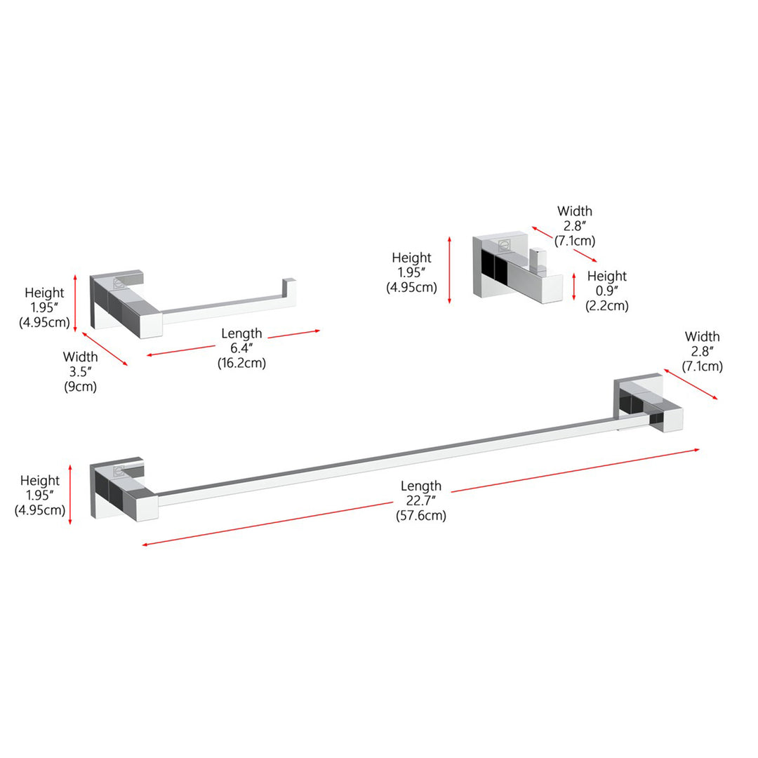 3-Piece Bathroom Hardware Set In Chrome - View 4 - Joshua Marshal