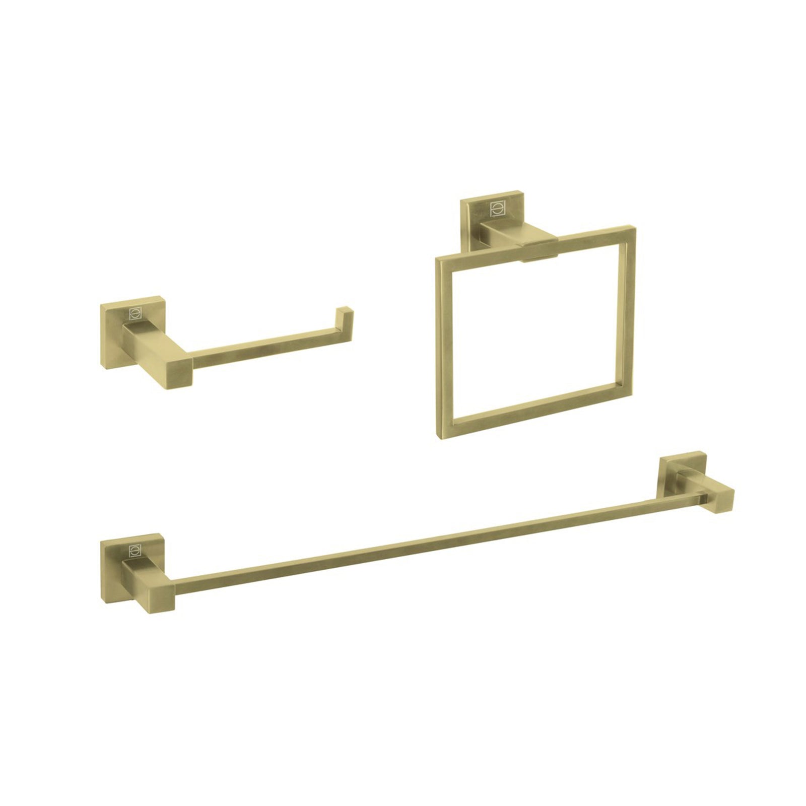 3-Piece Bathroom Hardware Set In Brushed Gold - View 2 - Joshua Marshal