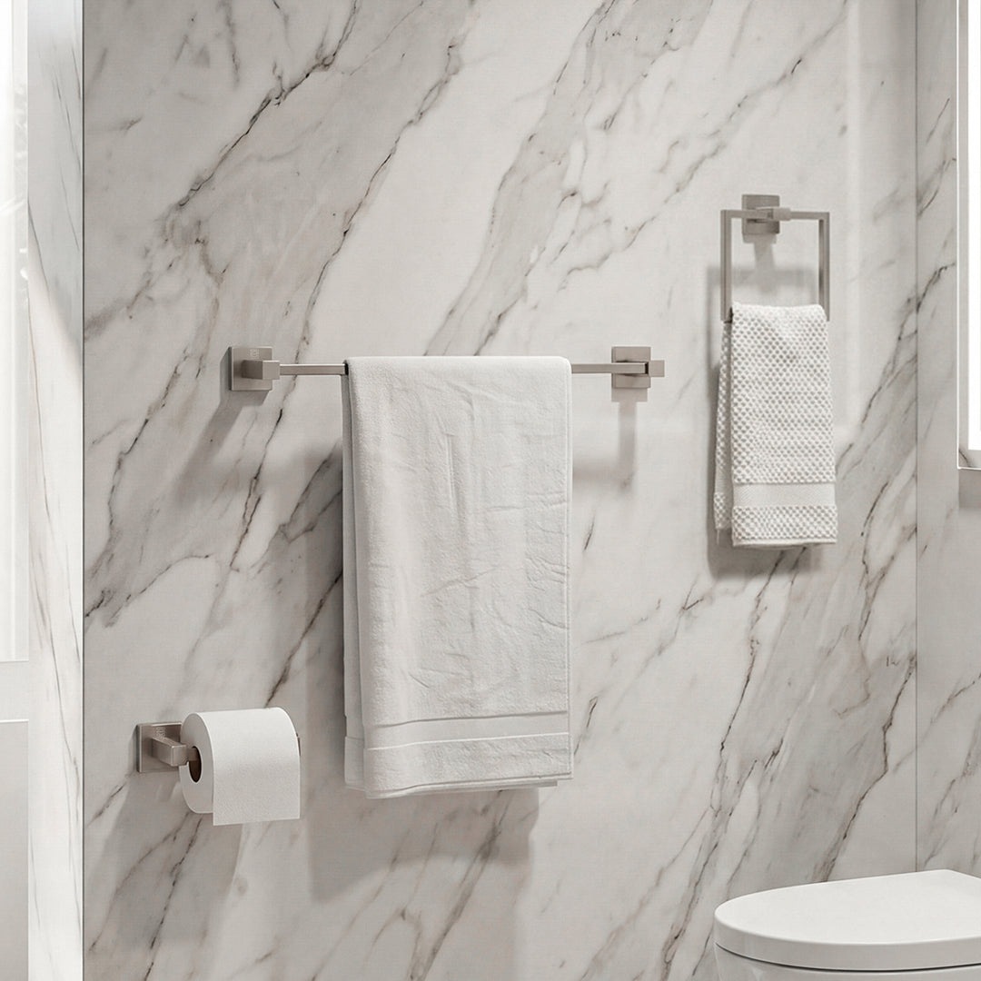 3-Piece Bathroom Hardware Set In Brushed Nickel Brushed Nickel Finish - KITCHEN & BATH by Joshua Marshal