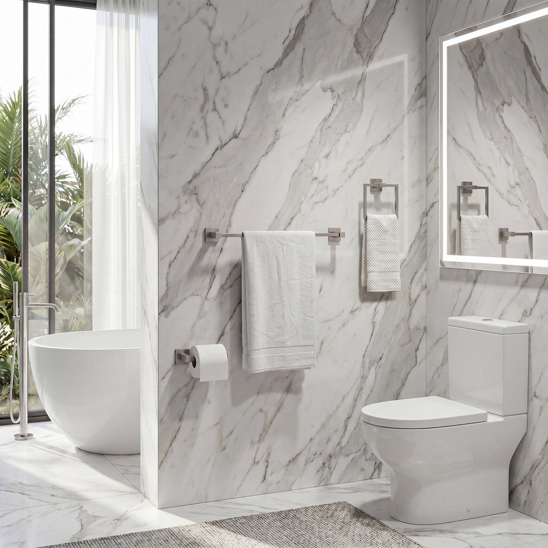 3-Piece Bathroom Hardware Set In Brushed Nickel - View 2 - Joshua Marshal
