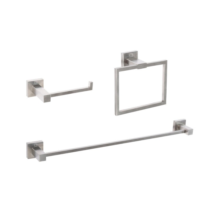 3-Piece Bathroom Hardware Set In Brushed Nickel - View 3 - Joshua Marshal