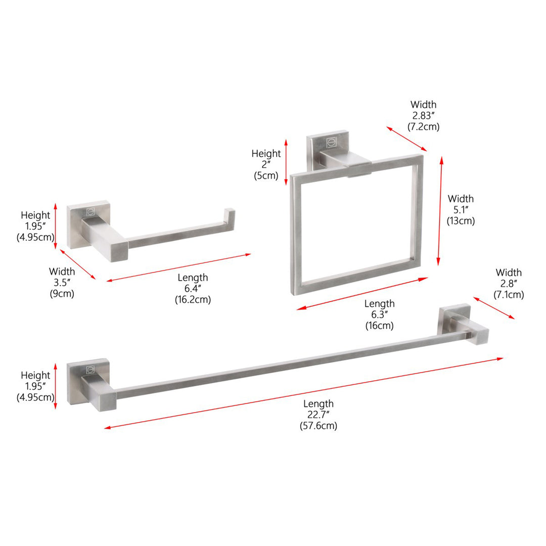 3-Piece Bathroom Hardware Set In Brushed Nickel - View 4 - Joshua Marshal