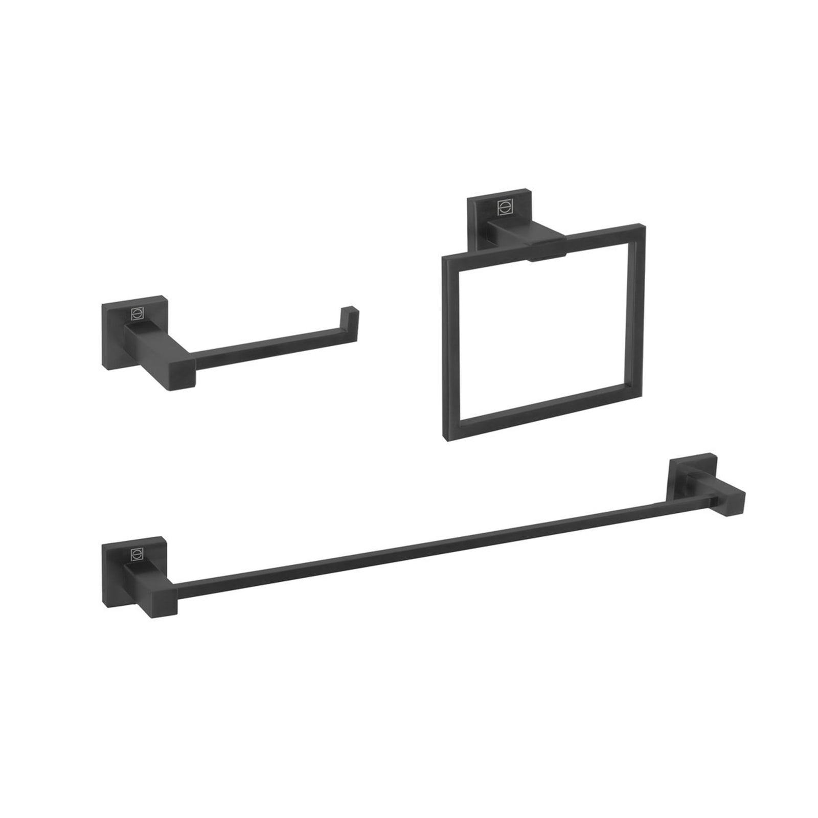 3-Piece Bathroom Hardware Set In Matte Black - View 2 - Joshua Marshal