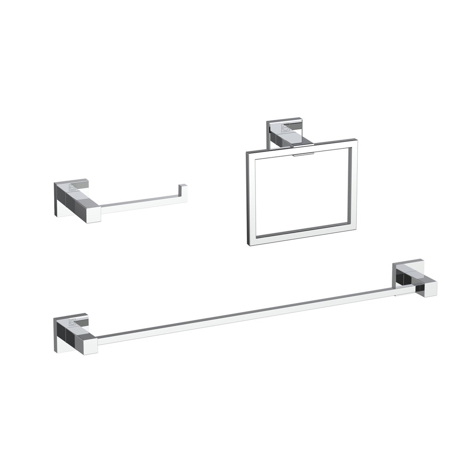 3-Piece Bathroom Hardware Set In Chrome - View 2 - Joshua Marshal