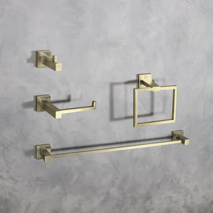 4-Piece Bathroom Hardware Set In Brushed Gold Brushed Gold Finish - KITCHEN & BATH by Joshua Marshal