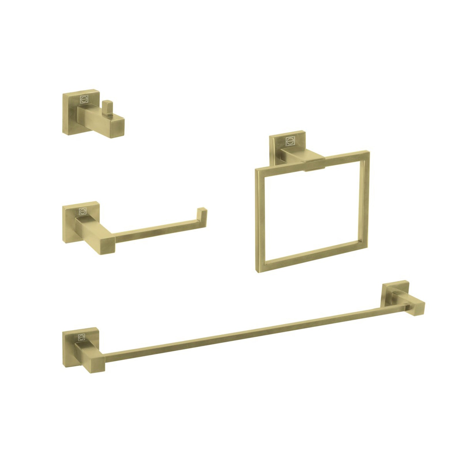 4-Piece Bathroom Hardware Set In Brushed Gold - View 2 - Joshua Marshal