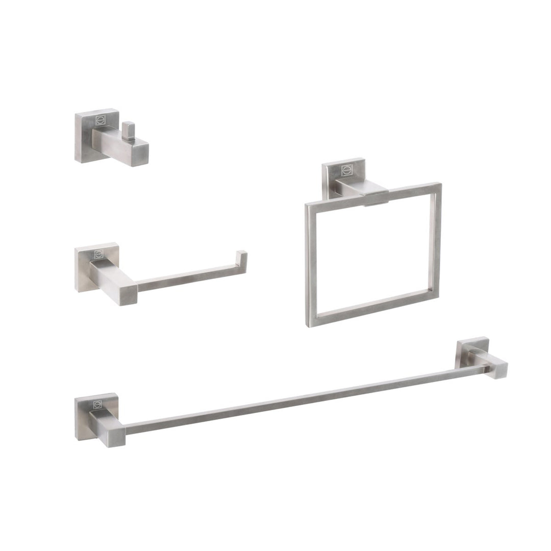 4-Piece Bathroom Hardware Set In Brushed Nickel - View 3 - Joshua Marshal
