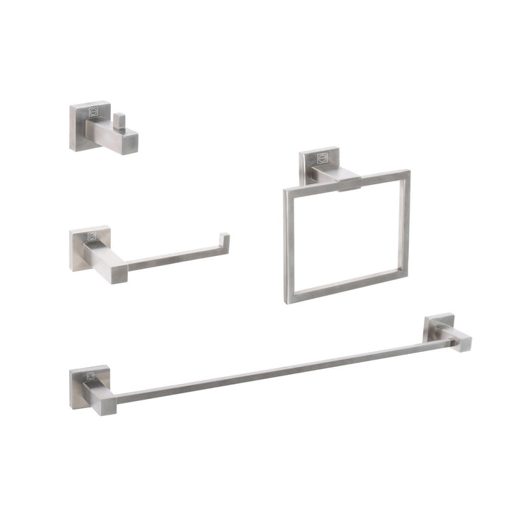 4-Piece Bathroom Hardware Set In Brushed Nickel - View 3 - Joshua Marshal