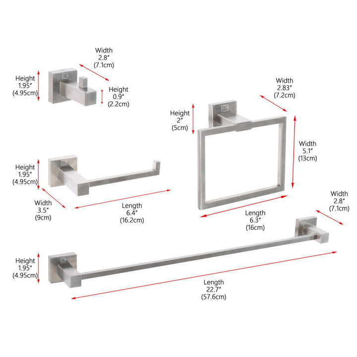 4-Piece Bathroom Hardware Set In Brushed Nickel - View 4 - Joshua Marshal