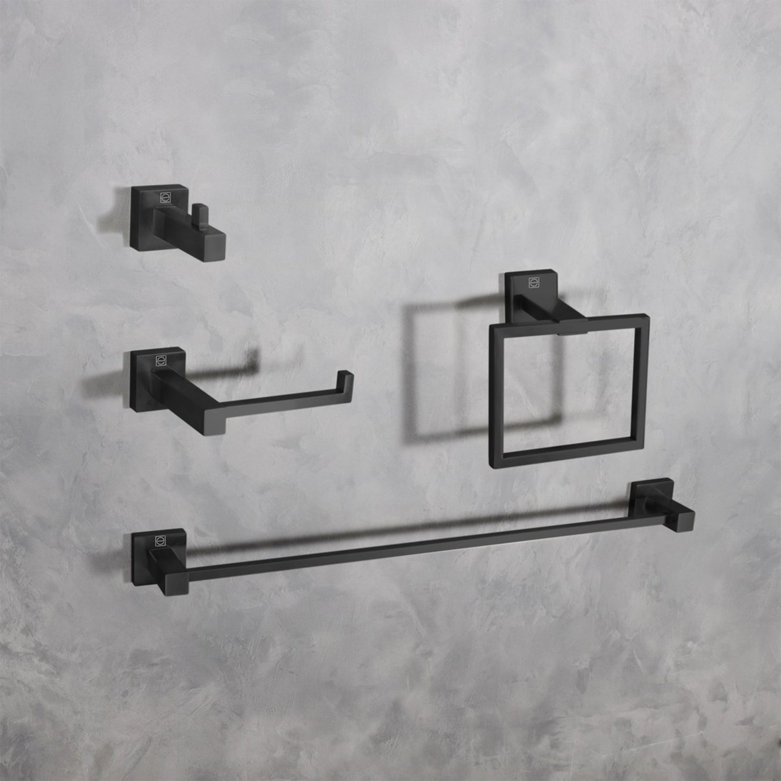 4-Piece Bathroom Hardware Set In Matte Black Matte Black Finish - KITCHEN & BATH by Joshua Marshal